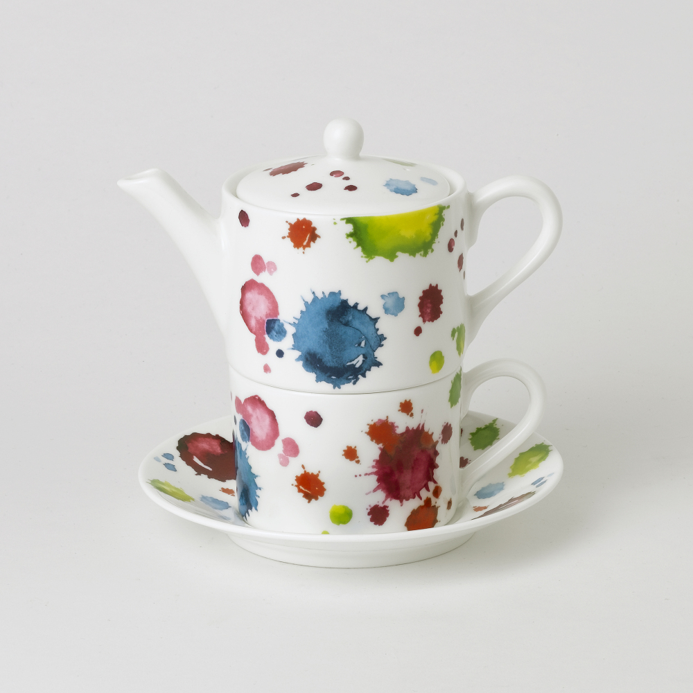 Roy Kirkham Bone China Tea for One Set Stacked Teapot Cup & Saucer VERSAILLES